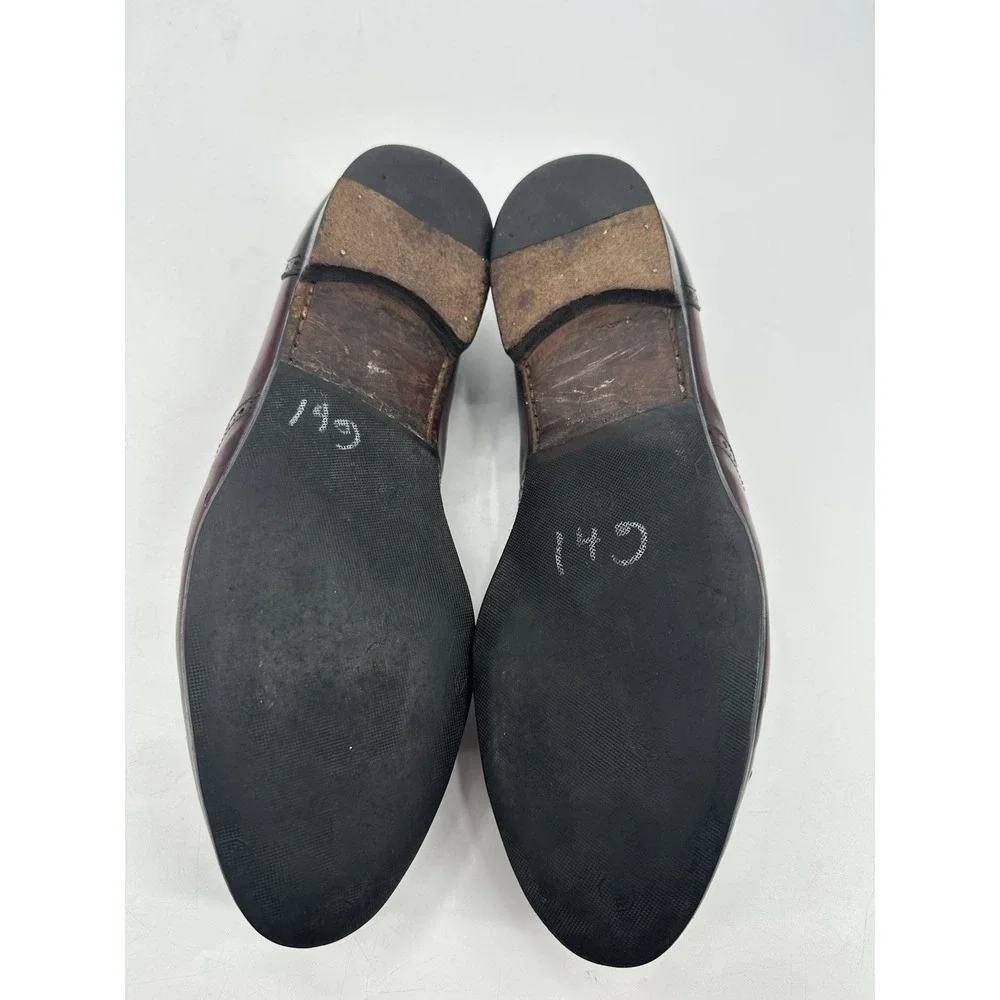 Salvatore Ferragamo Dark‎ Red Burgundy Wingtip Brogue Kiltie Tassel Loafers 10 D